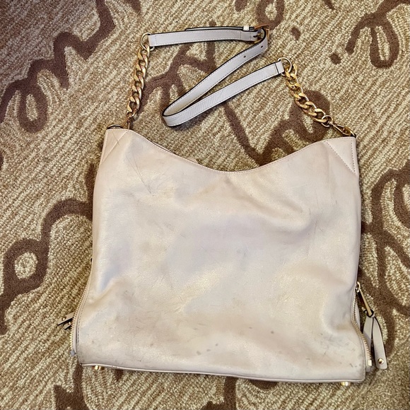MICHAEL KORS DEVON CREAM IVORY LEATHER GOLD CHAIN LARGE SHOULDER TOTE BAG - Picture 2 of 8